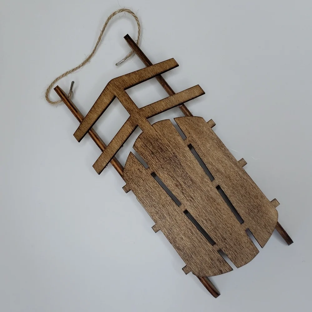 Wood Sled Holiday Christmas Ornament